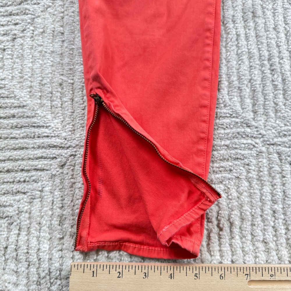 J Crew Toothpick Ankle Jeans Womens 31 Coral Orange Slim Zip Hem 78211 Casual - Picture 7 of 16